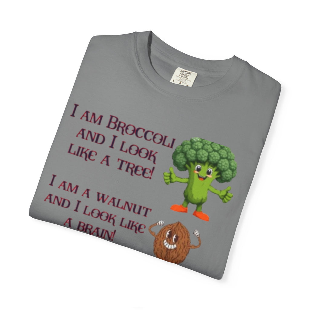 Funny Vegetable & Mushroom Graphic T-Shirt — "I am Broccoli... I am a Mushroom and I Hate This Game!"