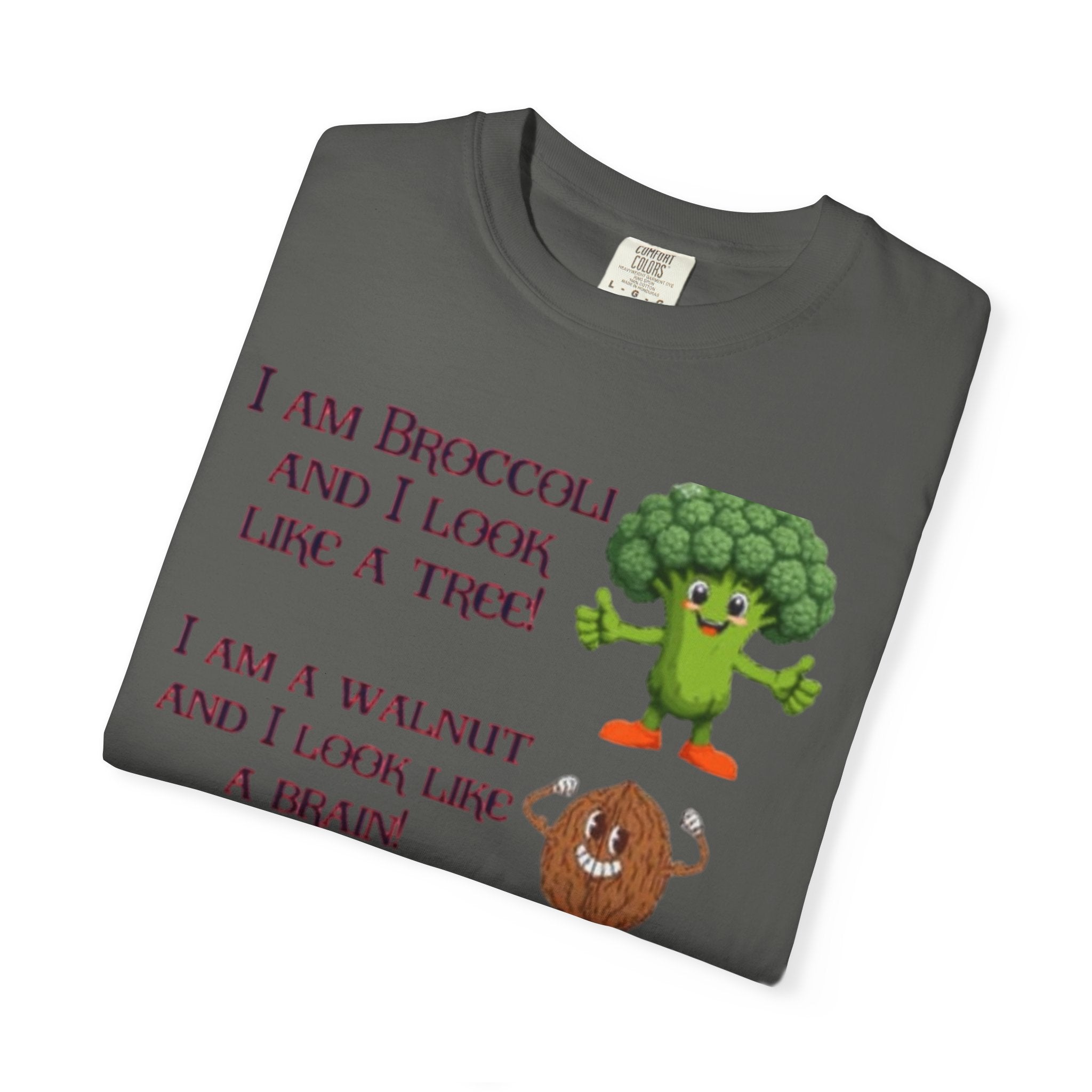 Funny Vegetable & Mushroom Graphic T-Shirt — "I am Broccoli... I am a Mushroom and I Hate This Game!"