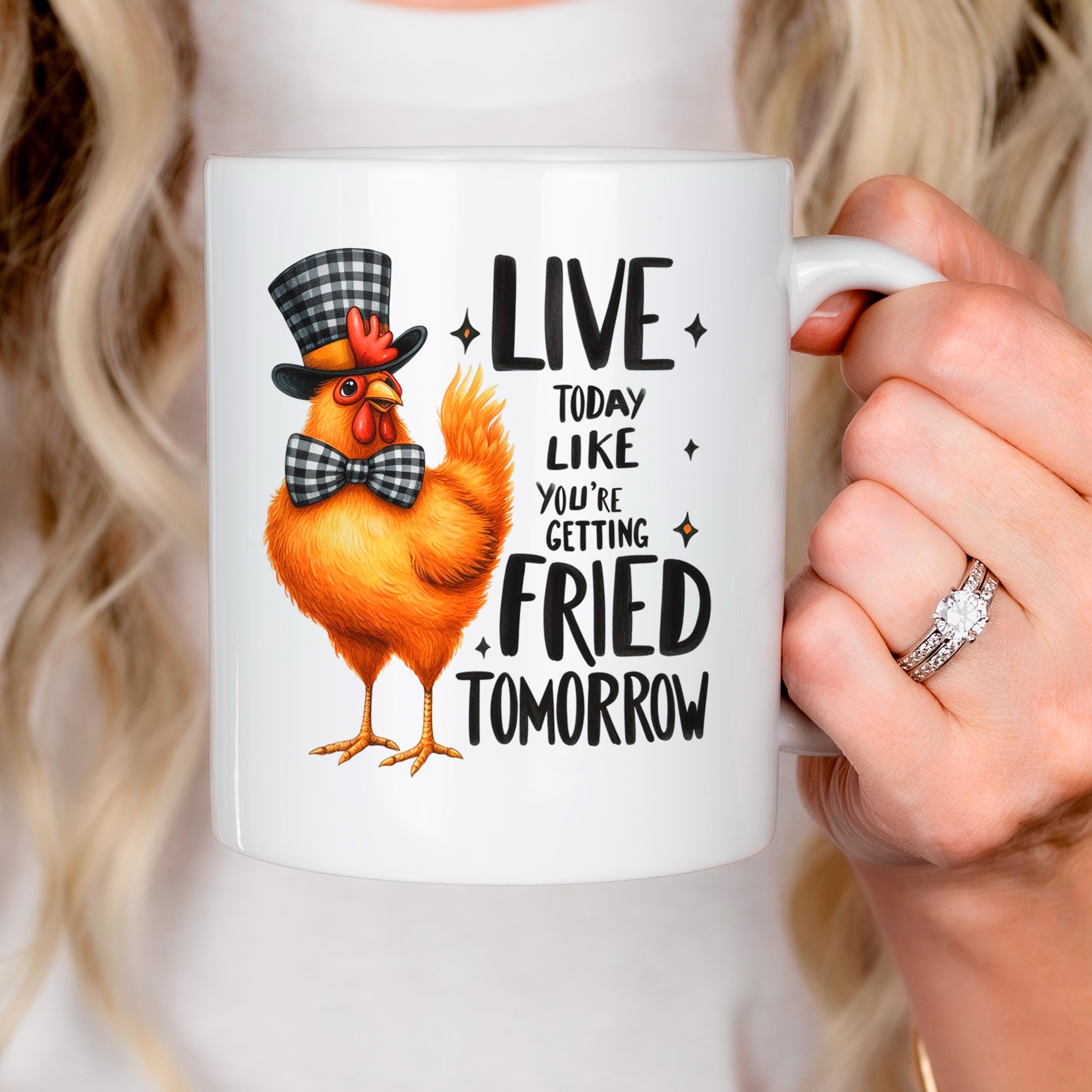 Funny Chicken Mug - Ceramic Coffee Cup With Playful Chicken Design & Humor