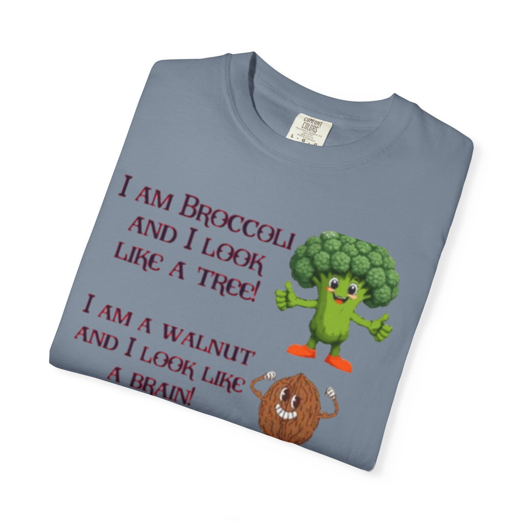 Funny Vegetable & Mushroom Graphic T-Shirt — "I am Broccoli... I am a Mushroom and I Hate This Game!"