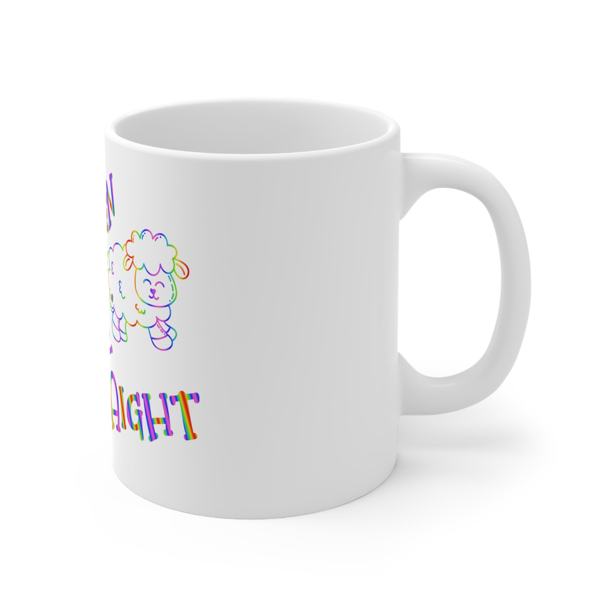 Ceramic Mug — "I Can't Even Think Straight" Rainbow Sheep Coffee Cup (11oz, 15oz)