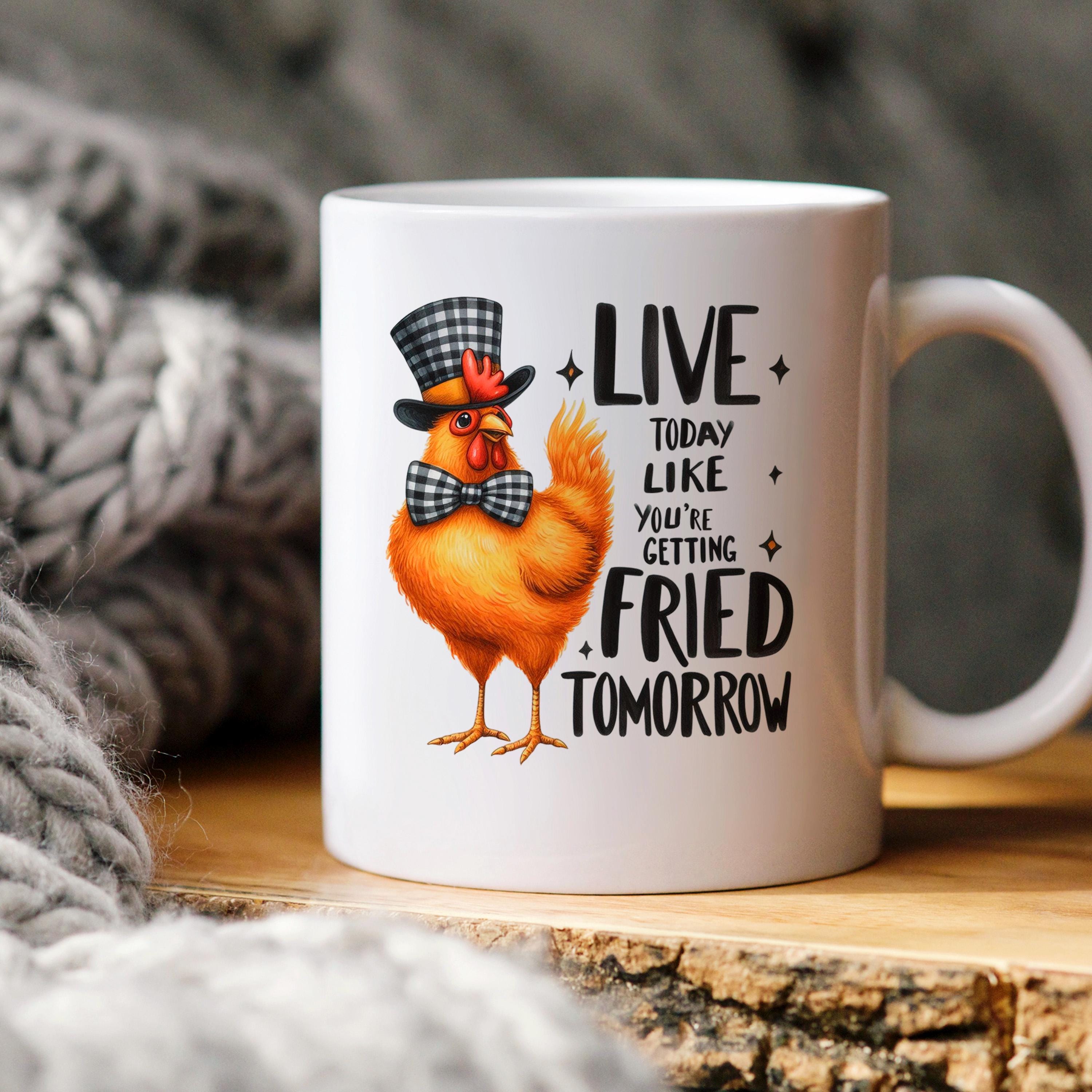 Funny Chicken Mug - Ceramic Coffee Cup With Playful Chicken Design & Humor
