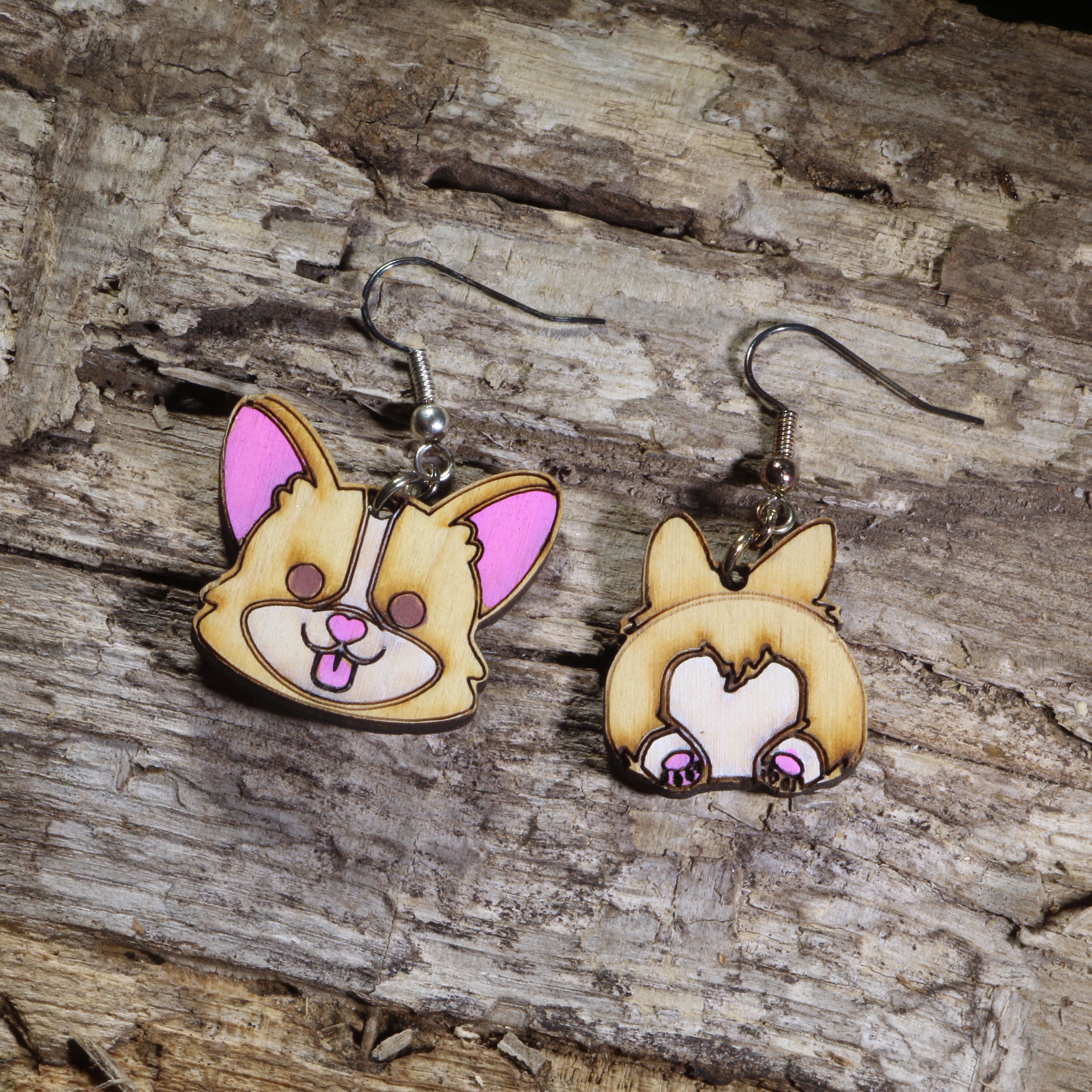 Corgi Butt Wooden Earrings | Funny Dog Lover Jewelry