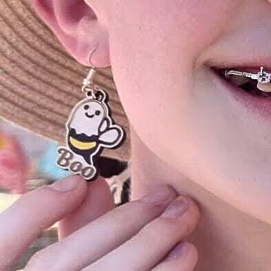 Boo Bees Wooden Earrings | Funny Halloween Ghost Bee Jewelry