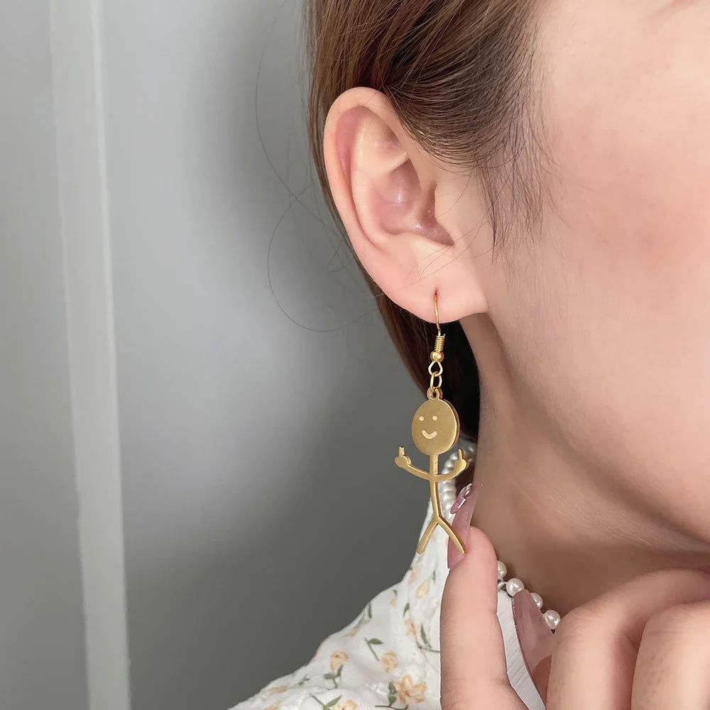 Funny Doodle Earrings for Women | Y2K Stainless Steel Character Studs