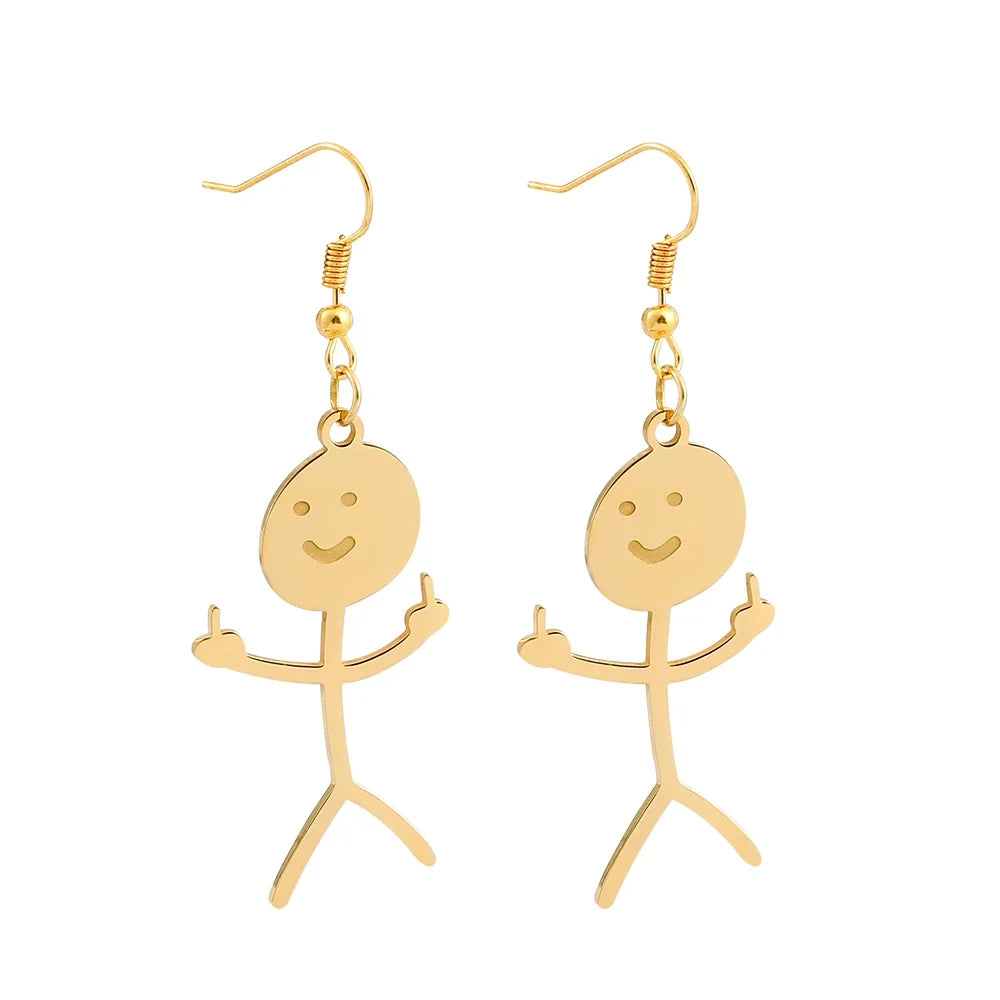 Funny Doodle Earrings for Women | Y2K Stainless Steel Character Studs