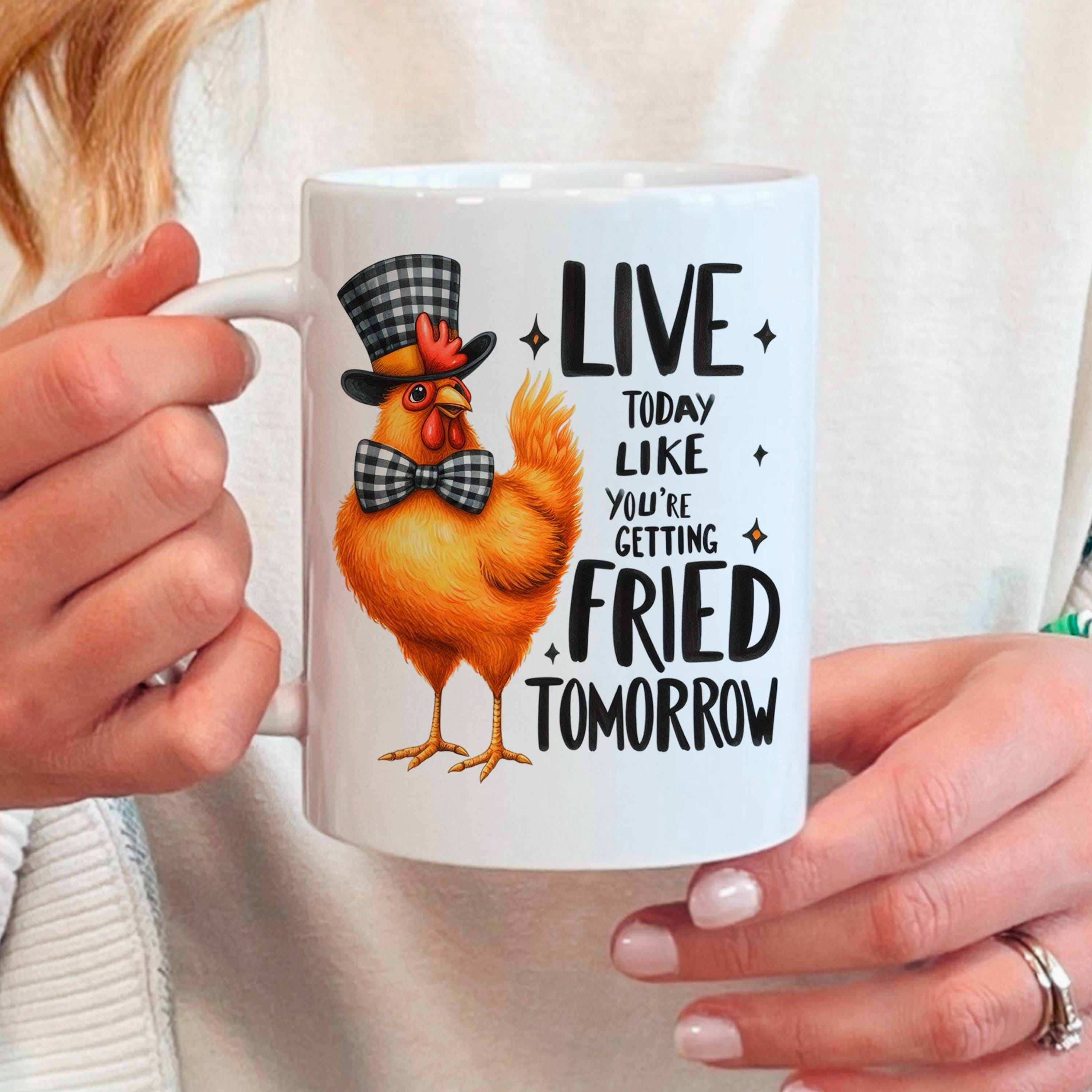 Funny Chicken Mug - Ceramic Coffee Cup With Playful Chicken Design & Humor