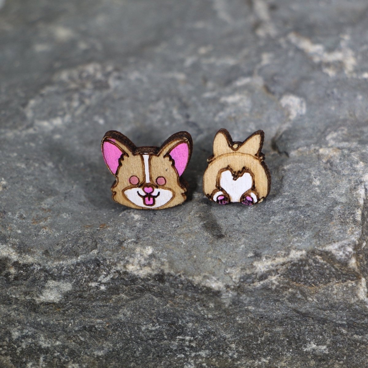 Corgi Butt Wooden Earrings | Funny Dog Lover Jewelry