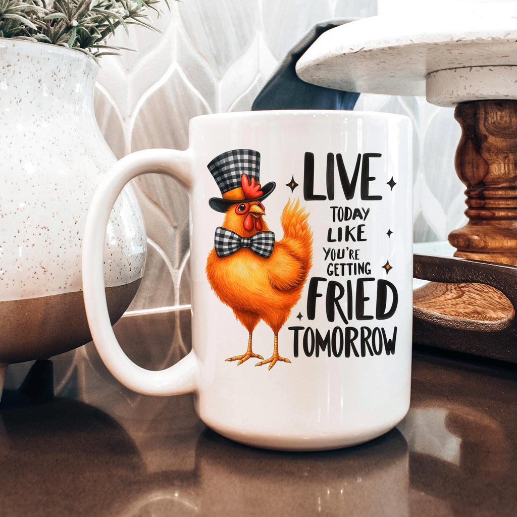 Funny Chicken Mug - Ceramic Coffee Cup With Playful Chicken Design & Humor
